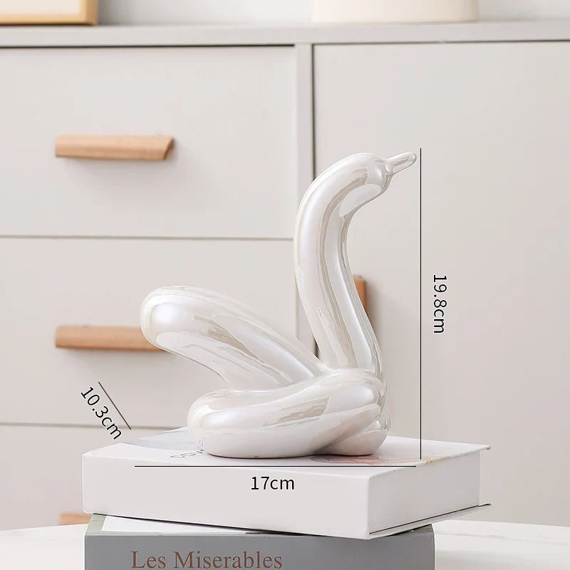 Nordic Ceramic Swan Sculpture Animal Decorative Figurine Home Decor Room Accessory Swans Decorative Item