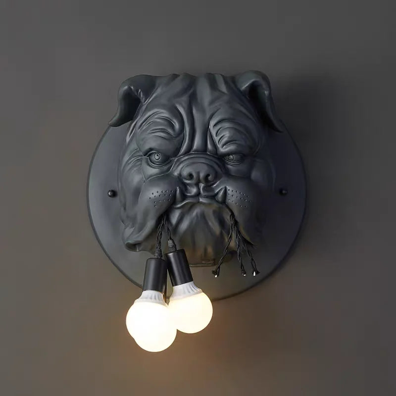 Bulldog Wall Lamp Resin Decor