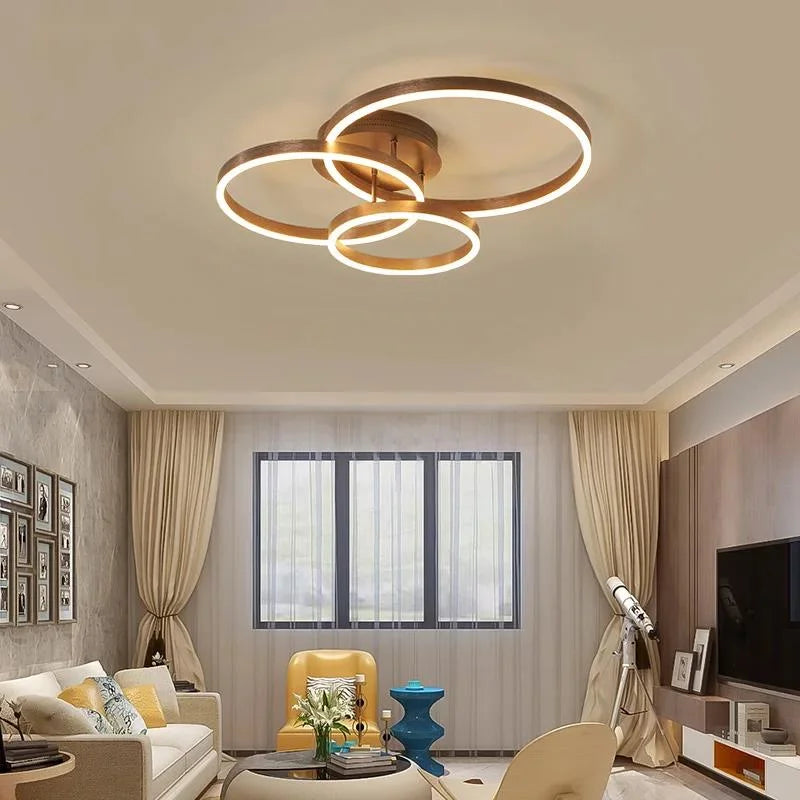 DecorBites™ Led Circle Chandeliers Golden Brown Lighting