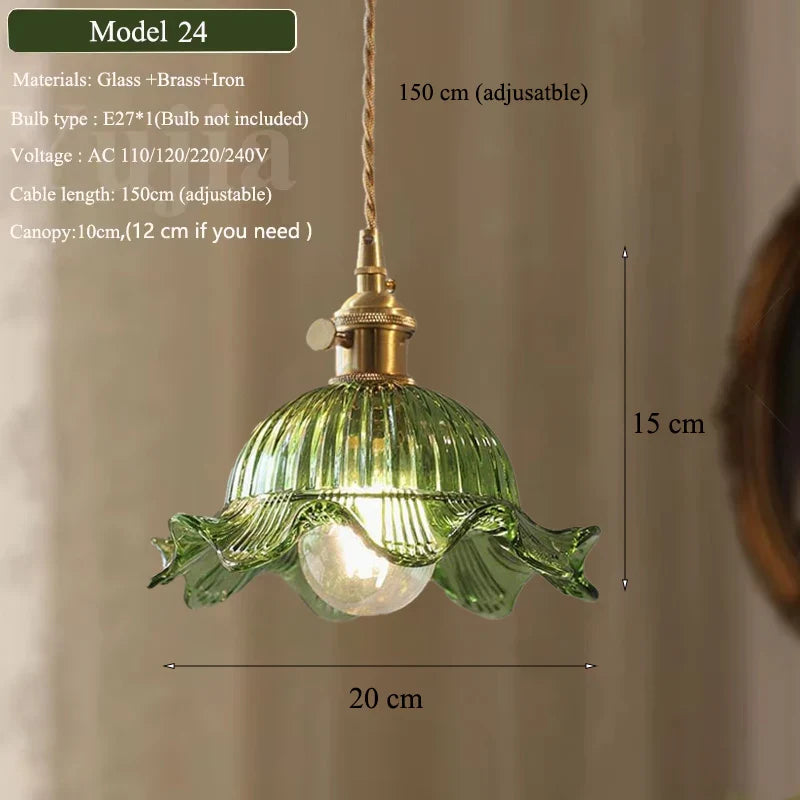 DecorBites™ Green Glass Pendant Light Fixture