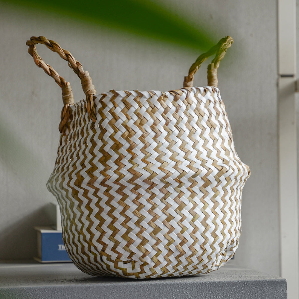 Striped Wicker Storage Baskets-4