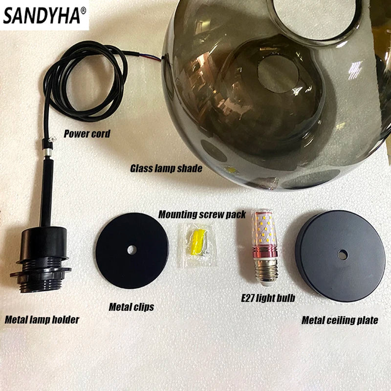 Glass Pendant Light LED Elliptical