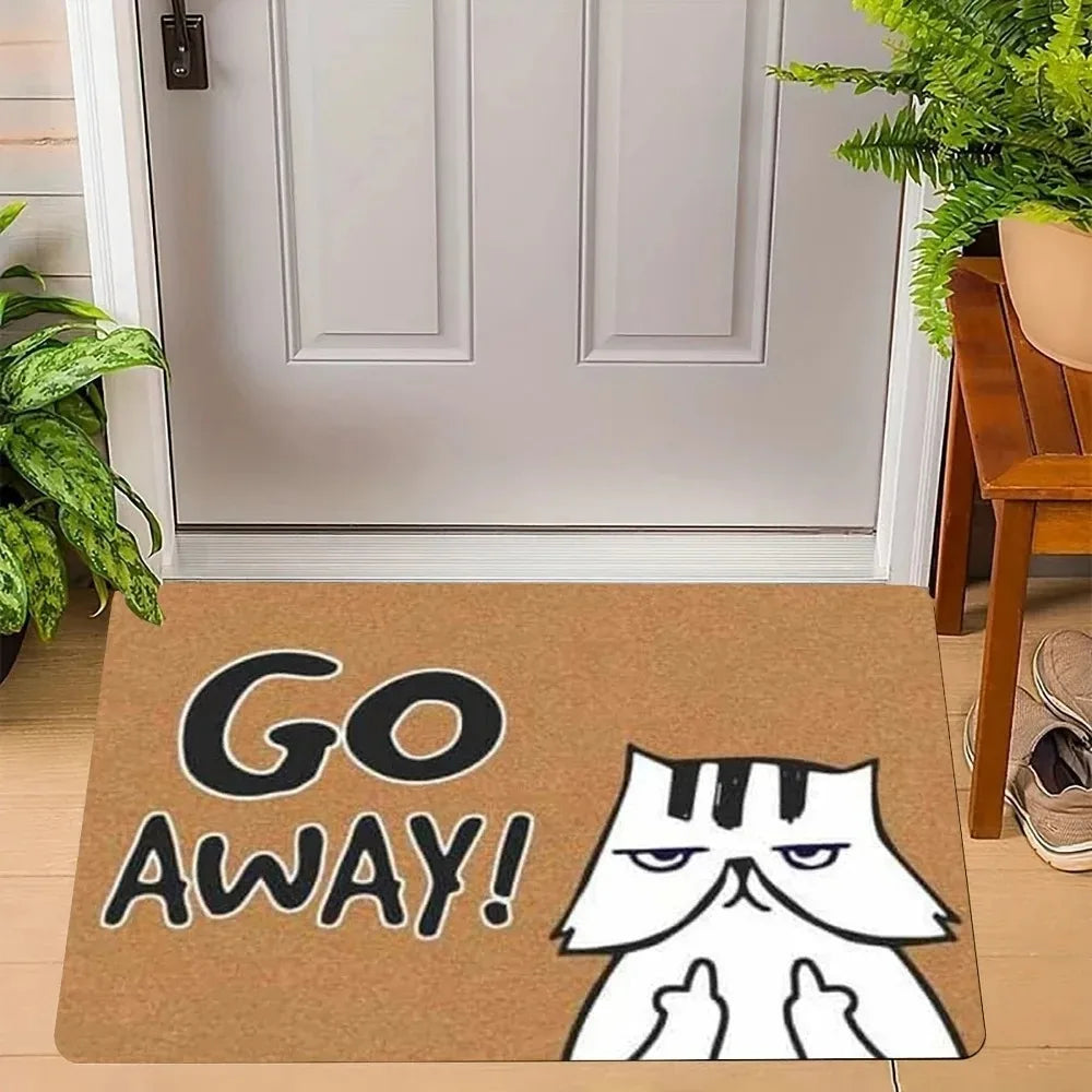 Go Away Doormat Weird Cat Rug Non-Slip All-Weather Carpet  Humorous Welcome Mat for Indoor Outdoor Entryway Home Decor  Carpet