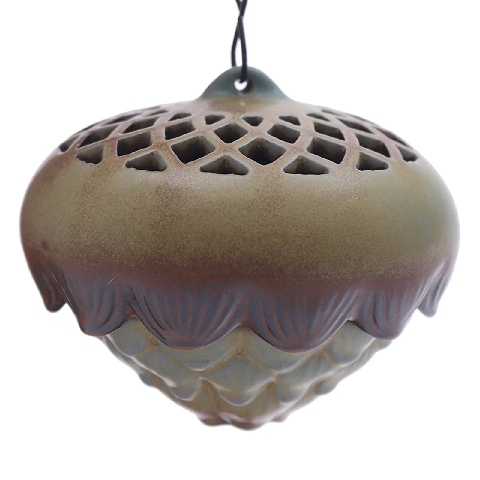 11.6 Inch Lotus Hanging Ball Backflow Incense Burner Lamp LED Statue Ceramic Ring Hanging Stove Sandalwood-4