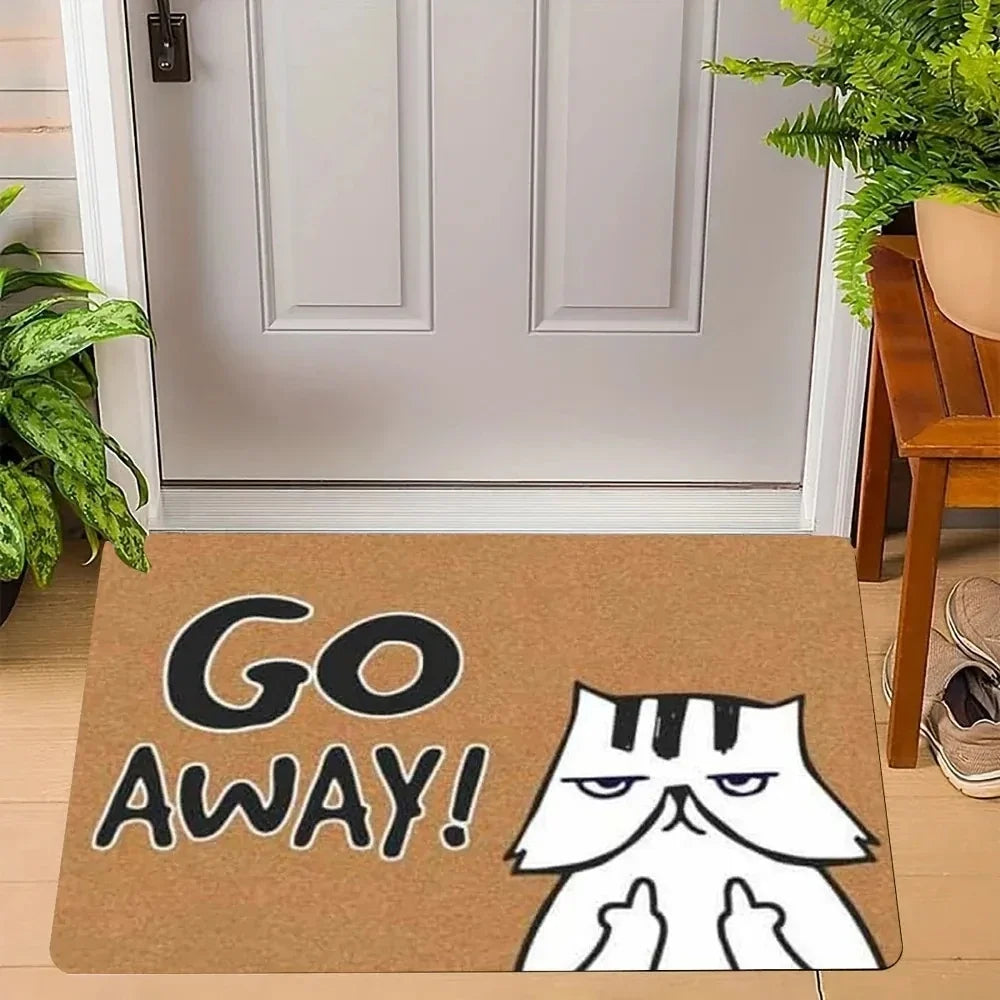 Go Away Doormat Weird Cat Rug Non-Slip All-Weather Carpet  Humorous Welcome Mat for Indoor Outdoor Entryway Home Decor  Carpet