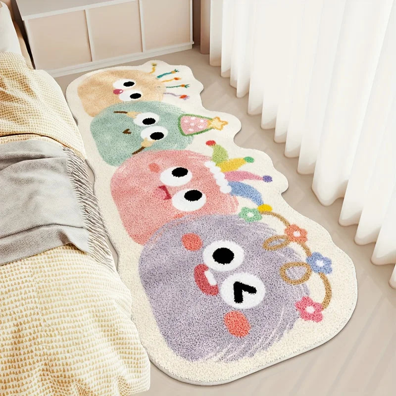 VIKAMA Cute Cartoon Carpet Long Carpet Rug Live Room Bedroom Bedside Blanket Welcome Mat Absorbent Bathroom Mat Home Decoration