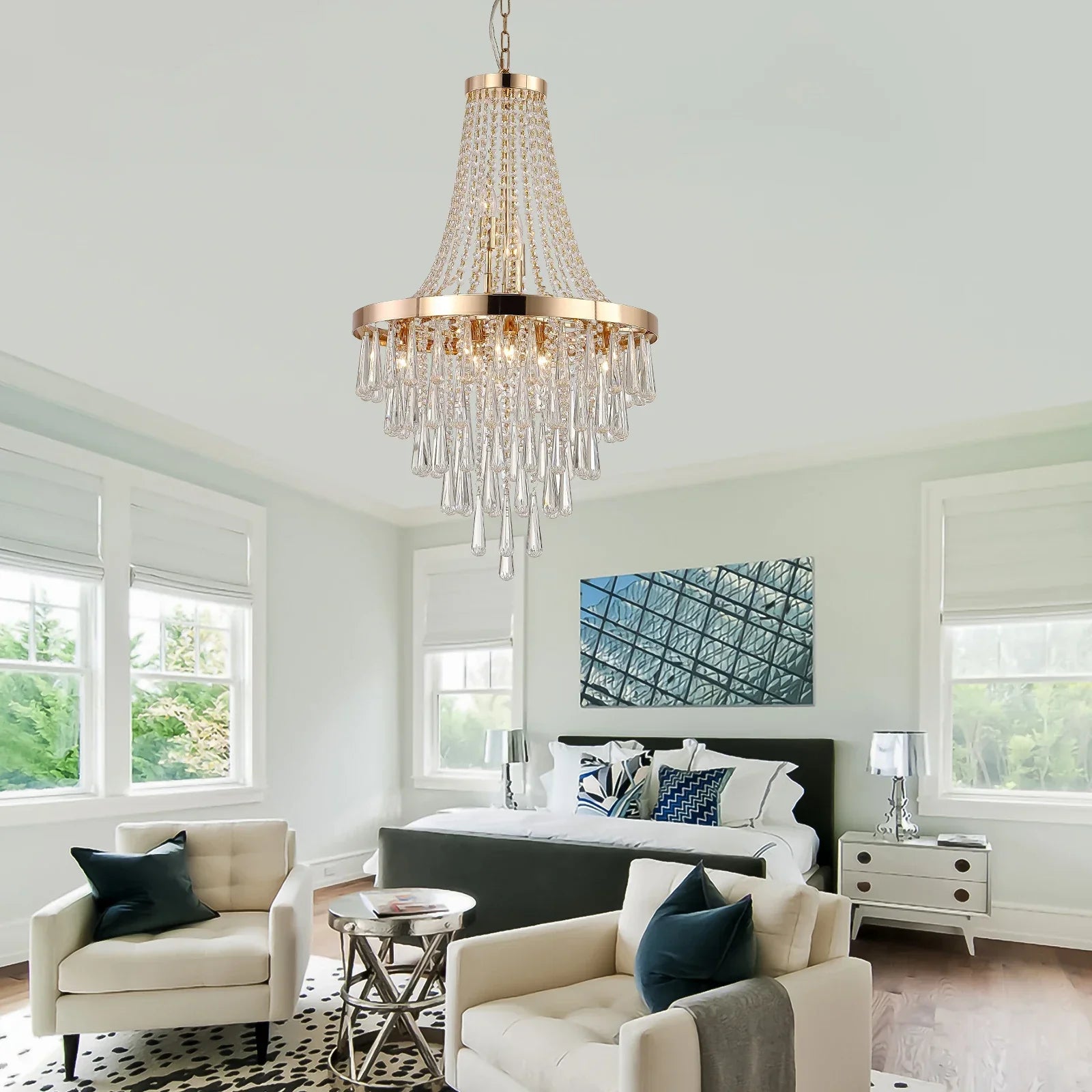 Arabelle 19.7-Inch Gold & Chrome Crystal Chandelier