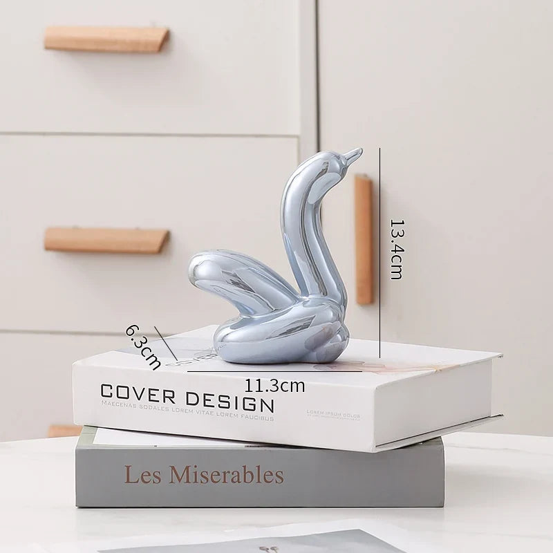 Nordic Ceramic Swan Sculpture Animal Decorative Figurine Home Decor Room Accessory Swans Decorative Item