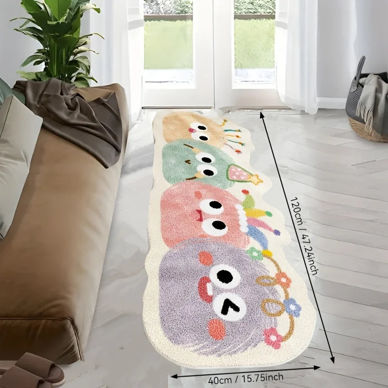 VIKAMA Cute Cartoon Carpet Long Carpet Rug Live Room Bedroom Bedside Blanket Welcome Mat Absorbent Bathroom Mat Home Decoration