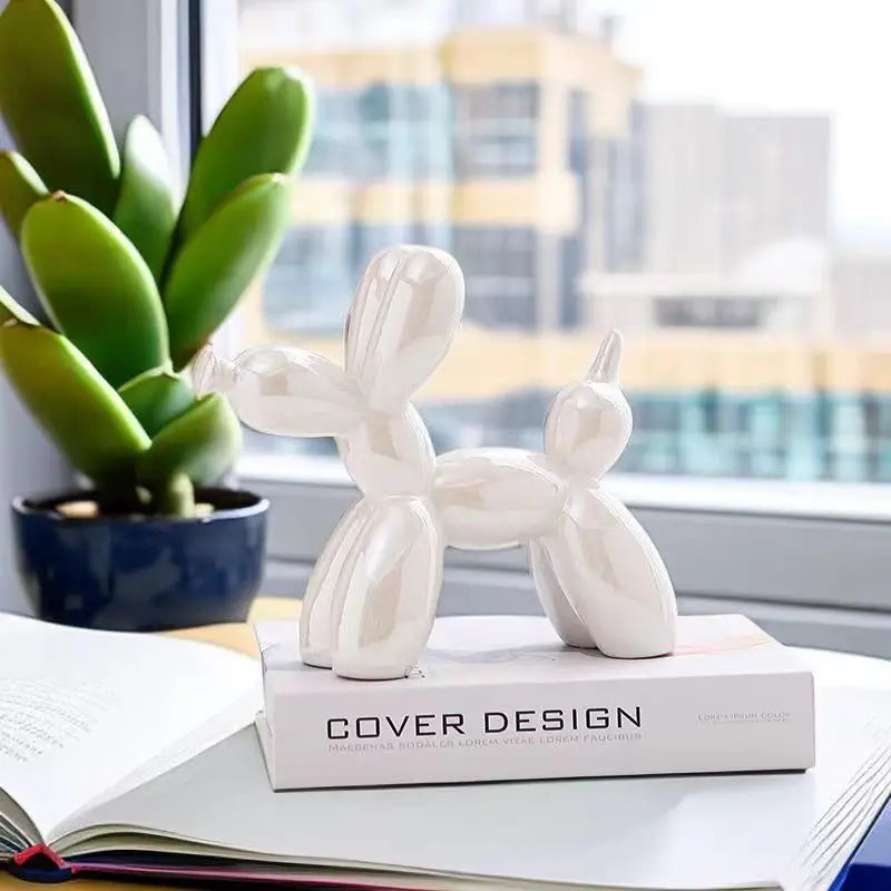 ceramics Balloon Dog Sculpture Home Decor room Decoration Accessories Office Nordic Animal Decorative Sculptures and Figurines