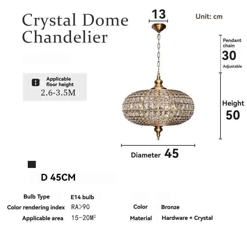 DecorBites™ Crystal Pendant Light Copper Chandelier
