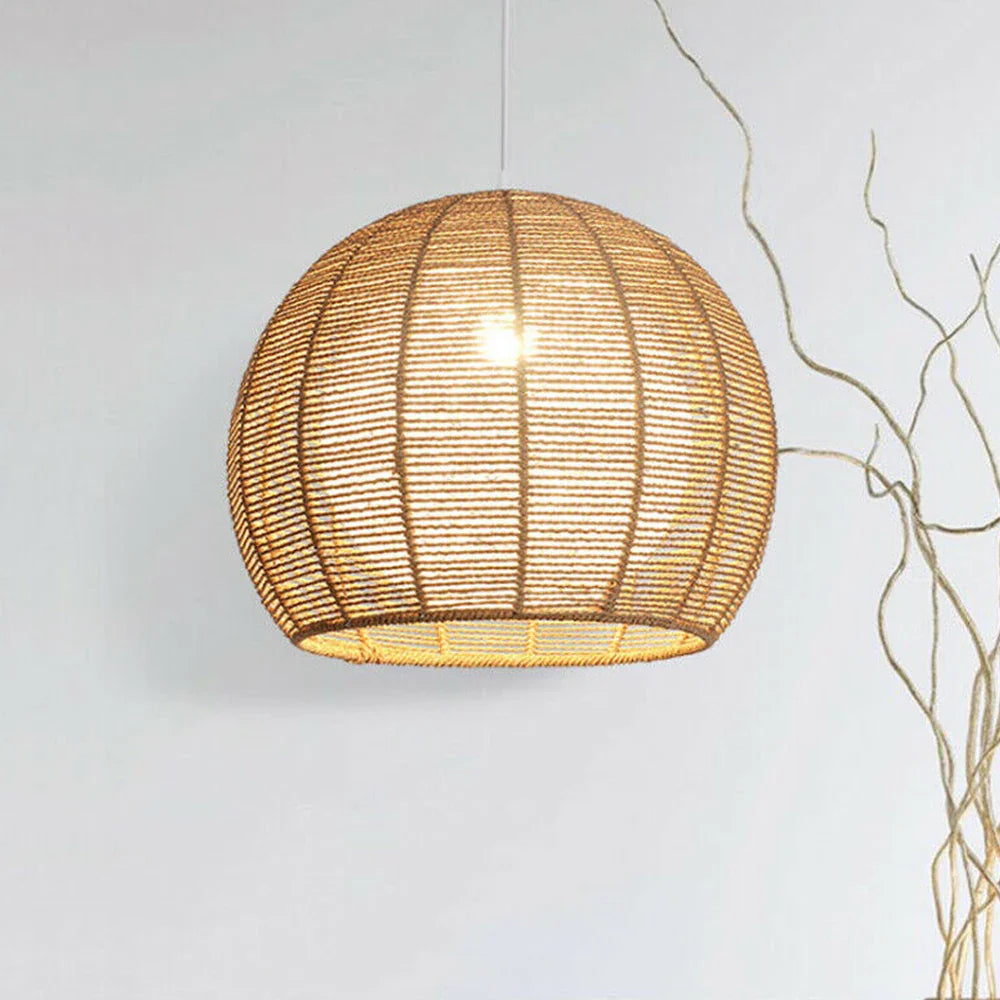 Wicker Rattan Shade Ceiling Lamp Retro Light Fixture Hanging Pendant Creative Kitchen Hanging Lamps Home Decor-0