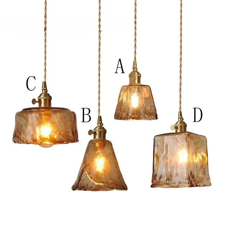 DecorBites™ Amber Glass Pendant Lamp Japanese Style