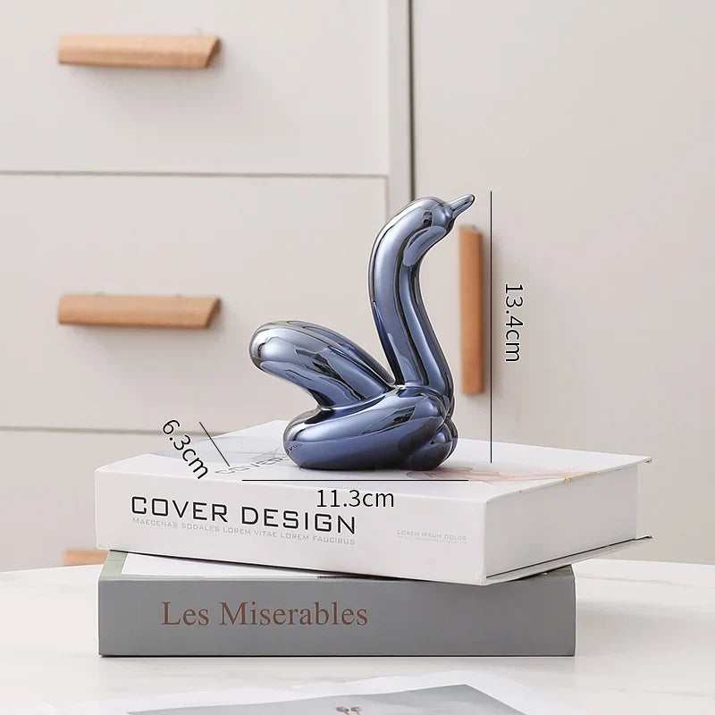 Nordic Ceramic Swan Sculpture Animal Decorative Figurine Home Decor Room Accessory Swans Decorative Item
