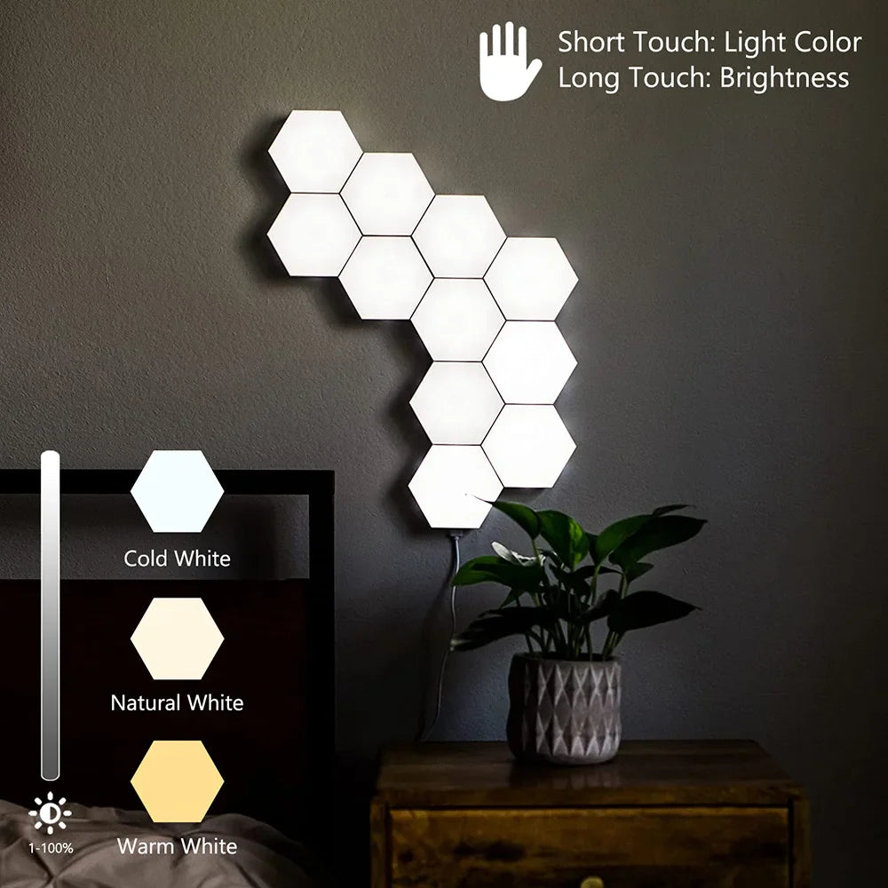 Touch Sensitive RGB Hexagon Lights LED Wall Panels USB Cellular  Quantum Lamp Modular Night Lights Gaming DIY Wall Lamp Decor-0