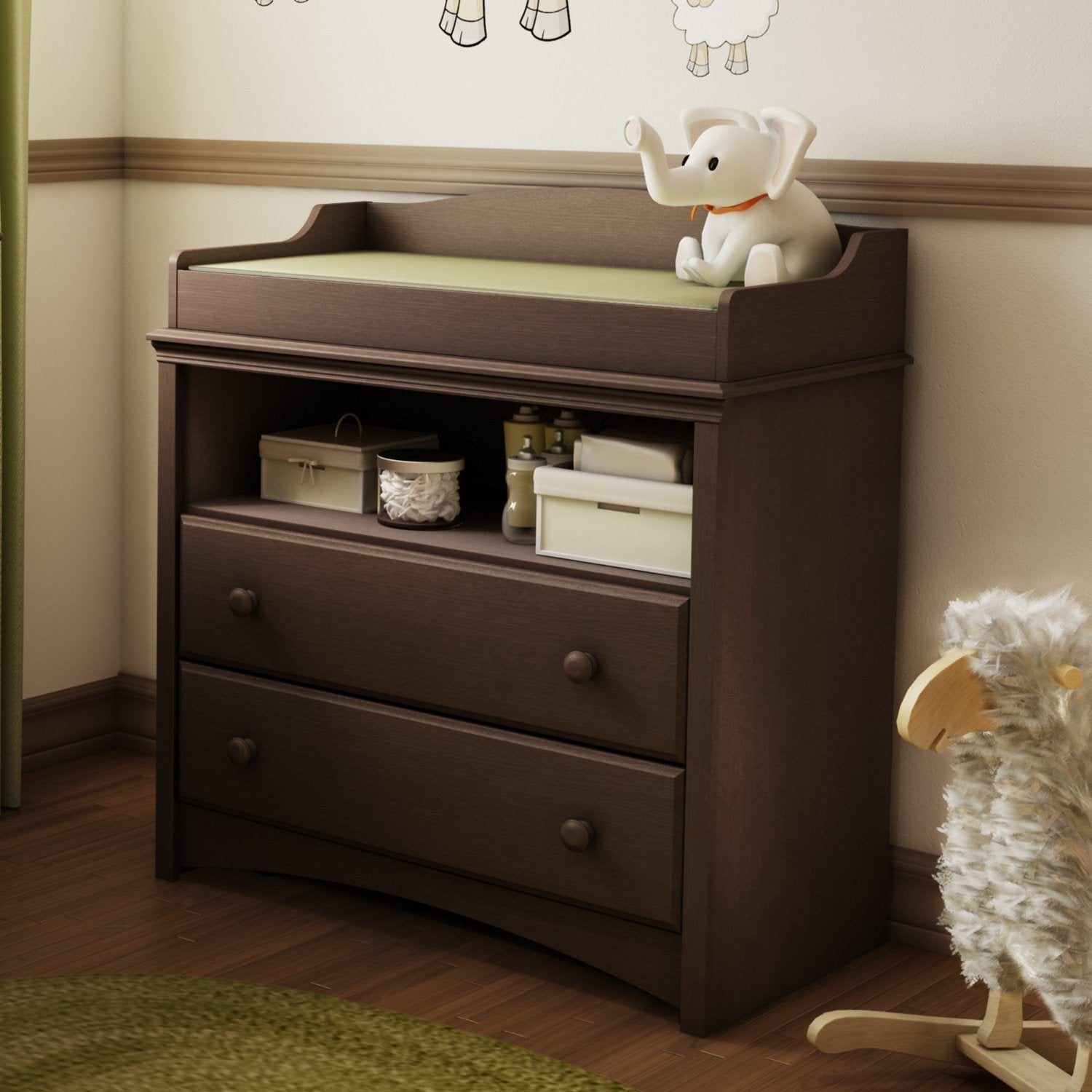 Baby Furniture 2 Drawer Diaper Changing Table in Espresso-1