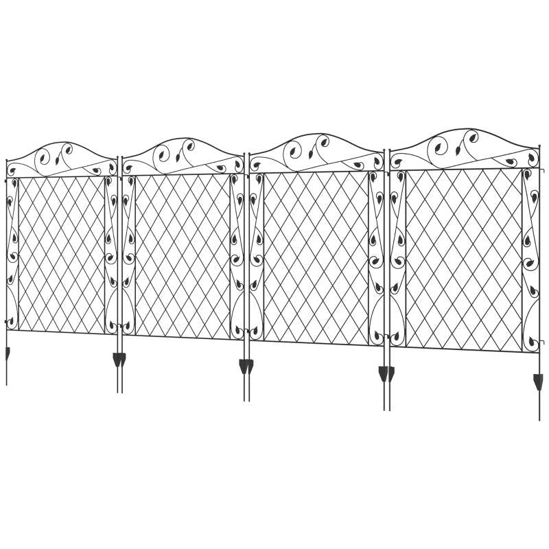 4 Pack Steel Foldable Fence Floral Trellis Panel Animal Barrier-0