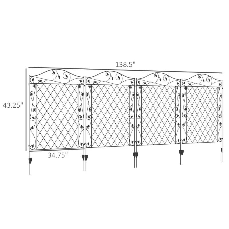 4 Pack Steel Foldable Fence Floral Trellis Panel Animal Barrier-4