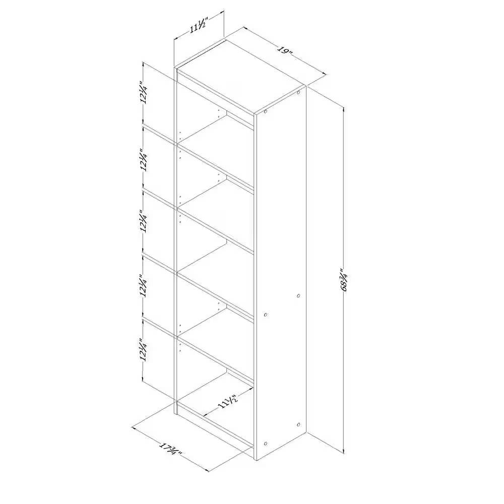 Narrow 5-Shelf Bookcase Slim Storage Shelving Unit Dark Blue Black Wood Finish-4