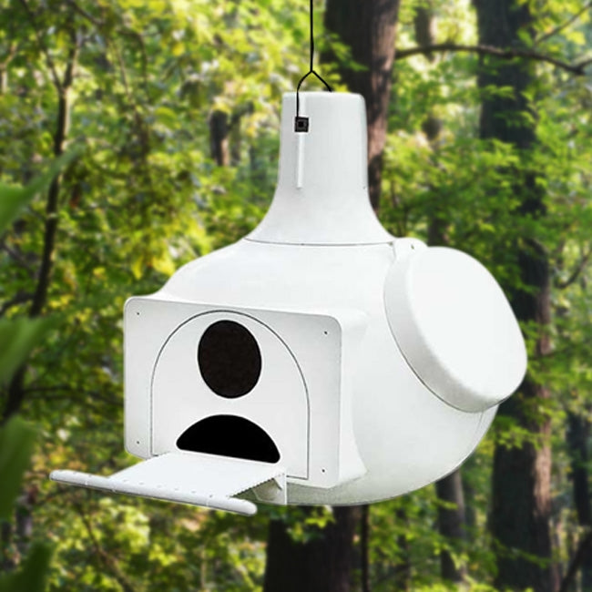 Round White Plastic Birdhouse for Purple Martins Tree Swallows and Bluebirds-0