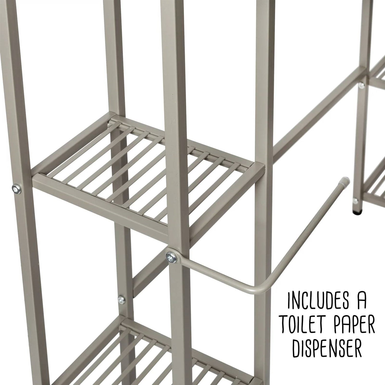 Over the Toilet Freestanding Bathroom Shelving Unit Shelf in Silver Metal Finish-3