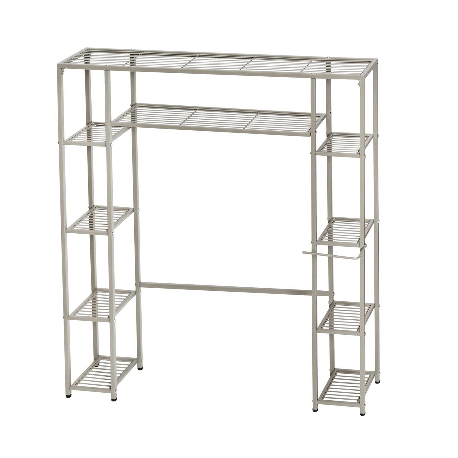 Over the Toilet Freestanding Bathroom Shelving Unit Shelf in Silver Metal Finish-4