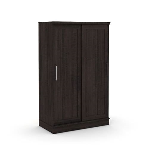 FarmHouse Espresso Oak Sliding Doors Garment Rod Wardrobe Armoire-0