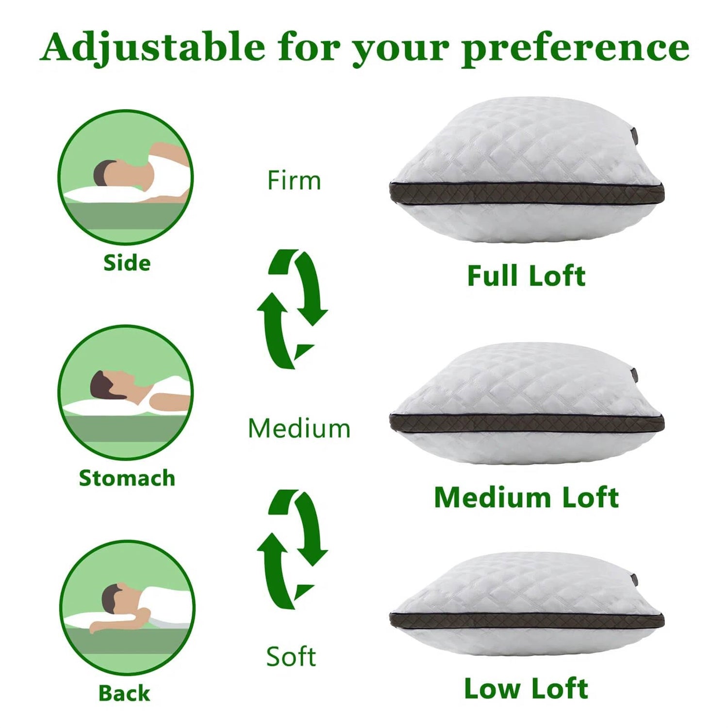 Set of 2 Standard Shredded Memory Foam Polyester Pillow with Removeable Cover-2