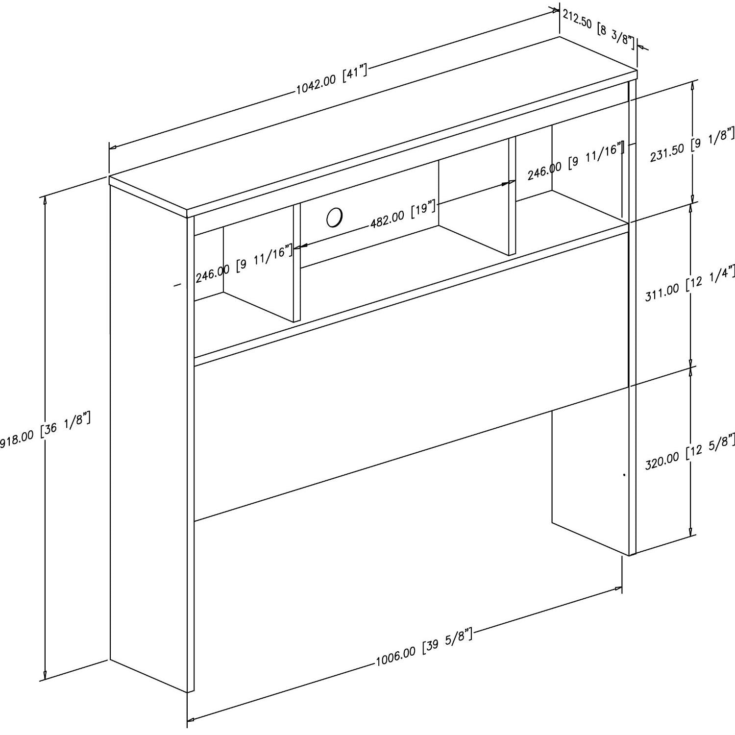 Twin size Modern Bookcase Headboard in White Wood Finish-3