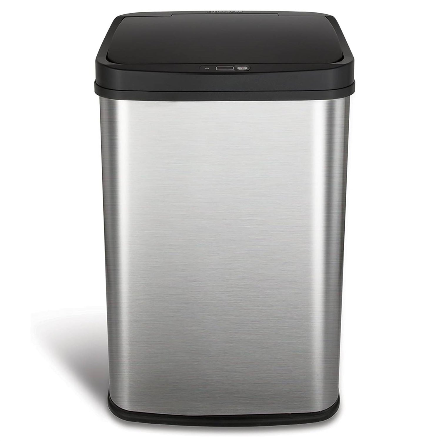 Silver/Black 13-Gallon Stainless Steel Kitchen Trash Can with Motion Sensor Lid-1