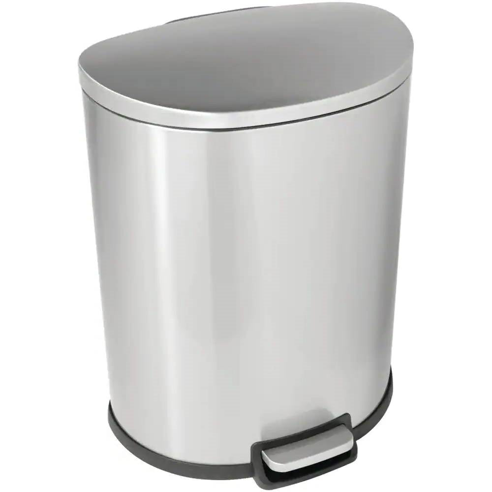 13-Gallon Step-on Stainless Steel Kitchen Trash Can with Removable Bucket Liner-1