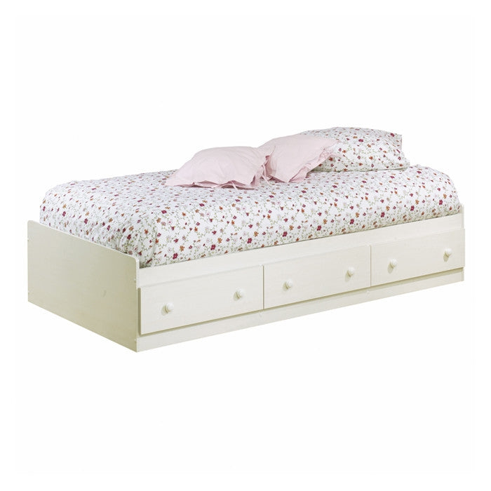 Twin size Platform Bed with 3 Storage Drawers in White Finish-0