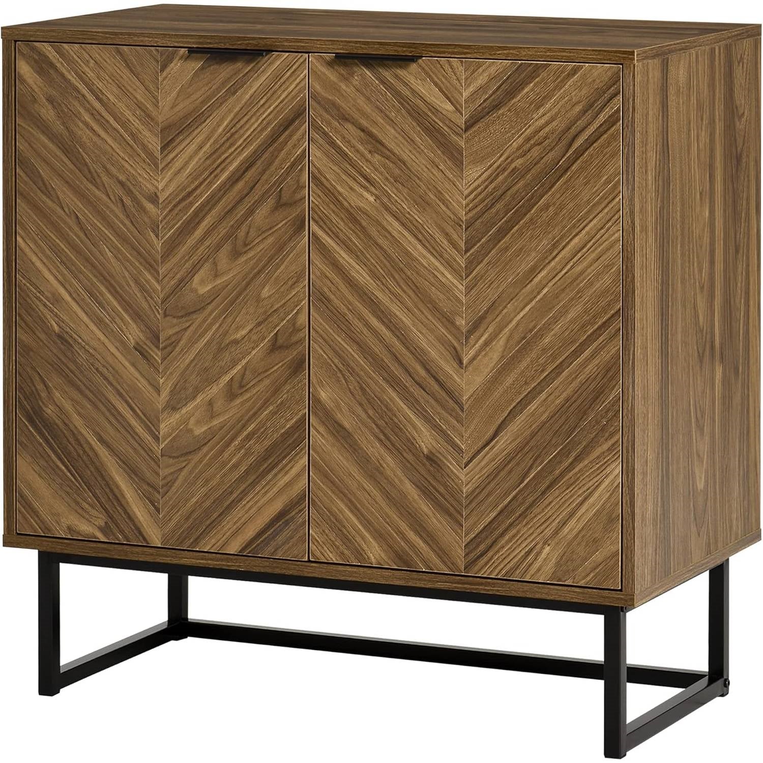 Modern Entryway Sideboard Buffet Dining Storage Cabinet in Walnut Wood Finish-0