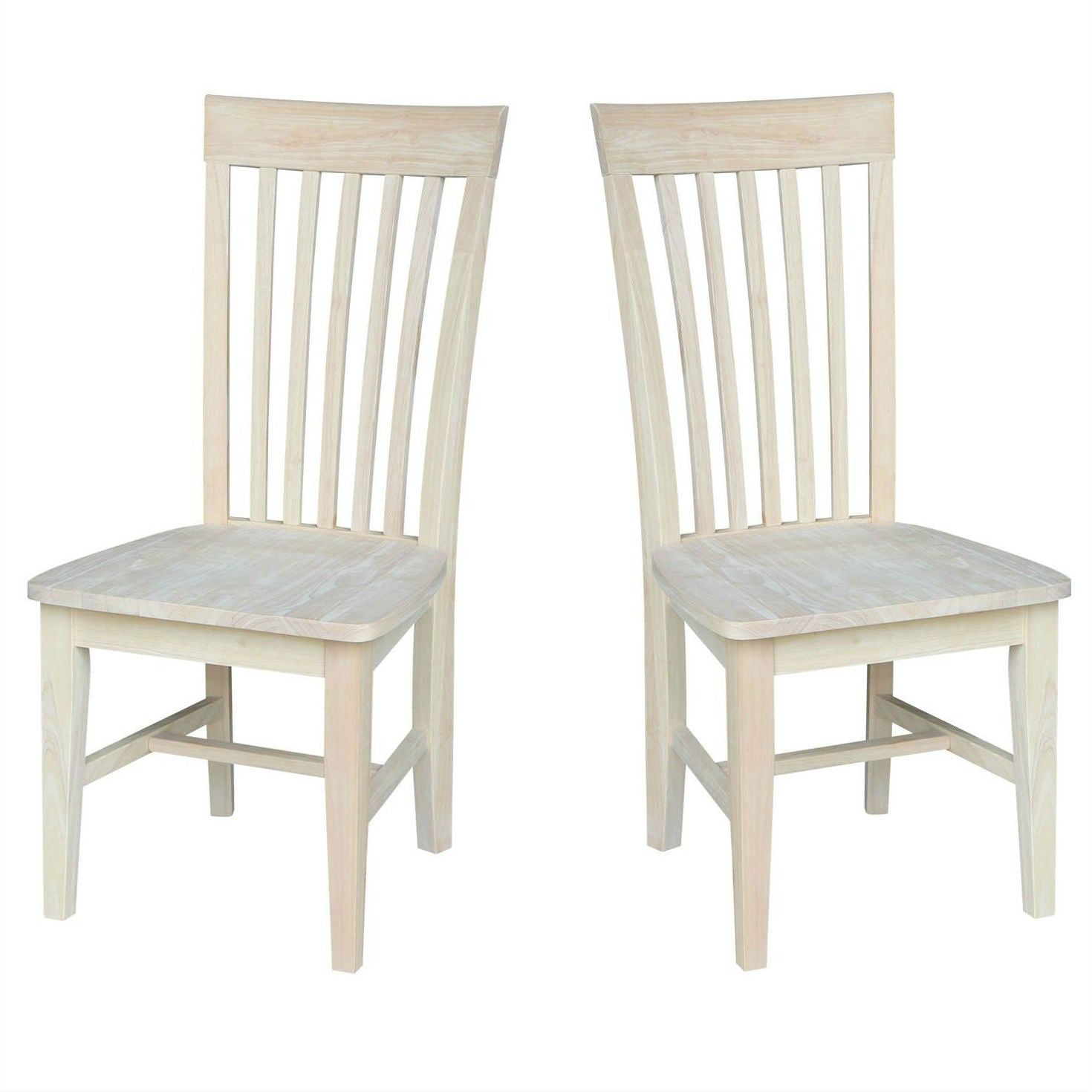 Set of 2 - Mission Style Unfinished Wood Dining Chair with High Back-0