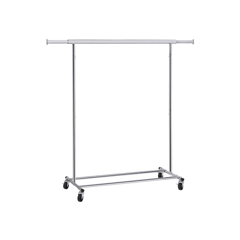 Heavy Duty Chrome Plated Silver Metal Garment Rack Clothes Hanging Bar on Wheels-1