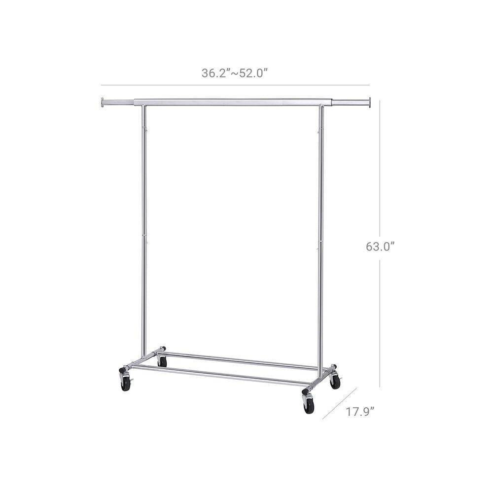 Heavy Duty Chrome Plated Silver Metal Garment Rack Clothes Hanging Bar on Wheels-4