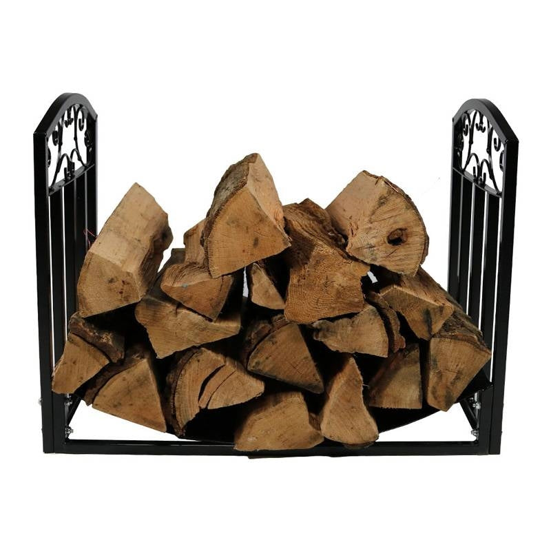 Black Metal Indoor Outdoor 2-Ft Firewood Holder Log Rack-2