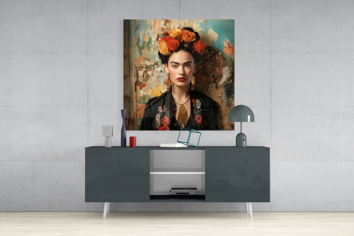 Folk Art Floral Portrait Glass Wall Art|| Designer Collection