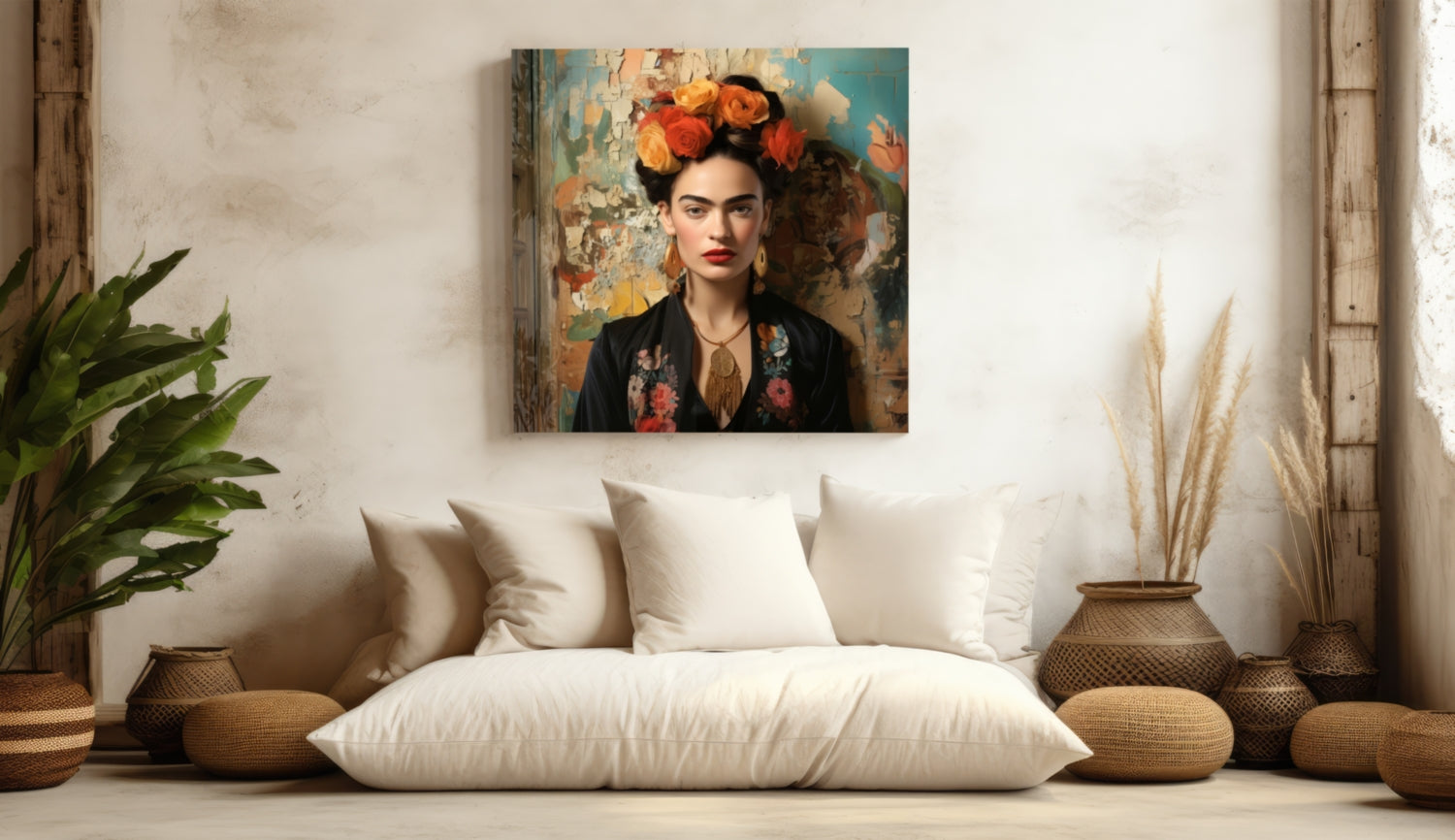 Folk Art Floral Portrait Glass Wall Art|| Designer Collection