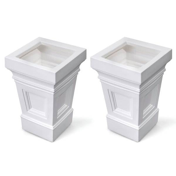 Set of 2 - 24 inch High Self Watering Planter Box in White Plastic Resin-0