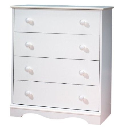 White 4 Drawer Bedroom Chest with Wooden Knobs-0