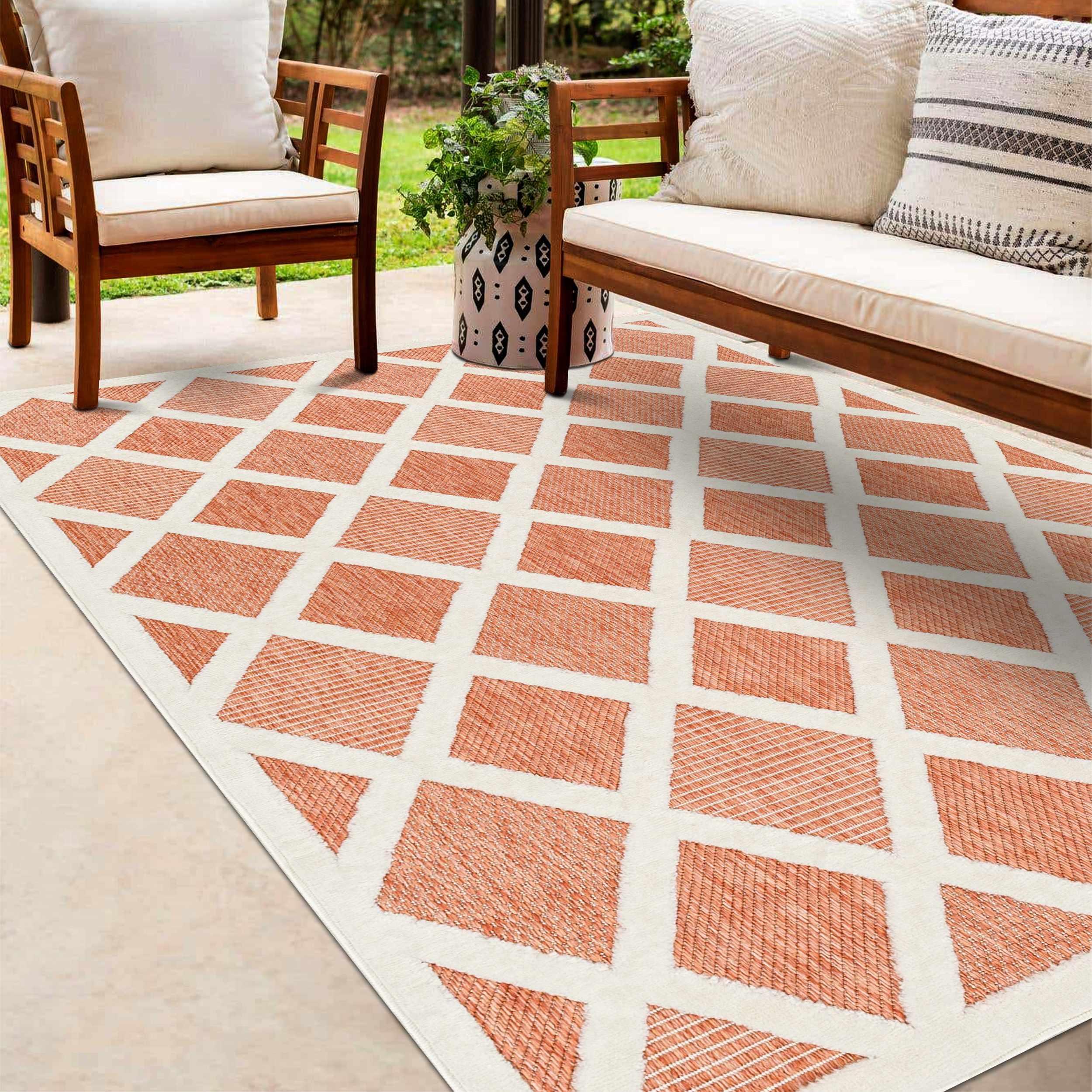 Akuna Orange Outdoor Rug - 6x9 Clearance - PRHOMZ