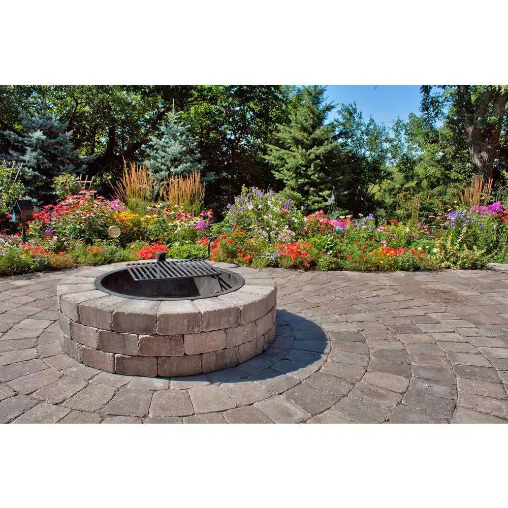 48-in Outdoor Round Concrete Block Stone Fire Pit Kit with Cooking Grill Grate-2