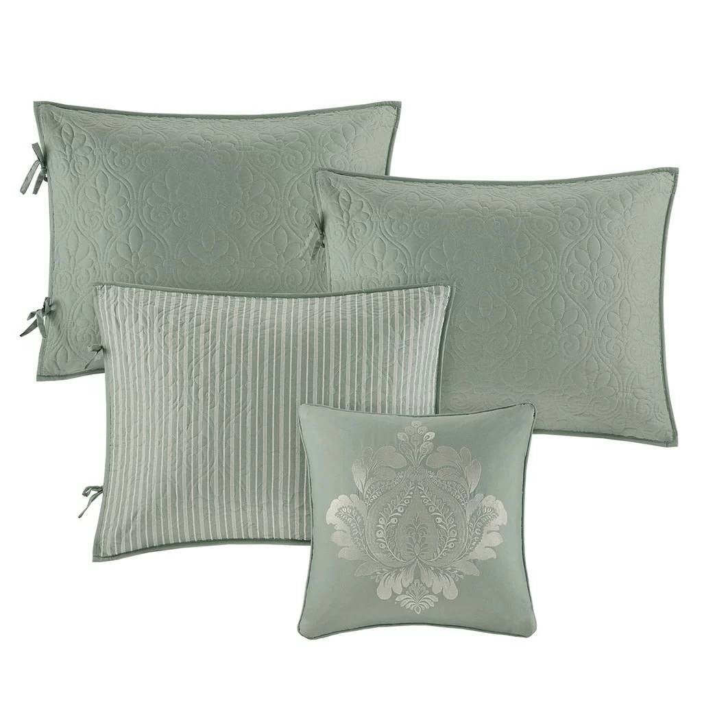 6-Piece Country Cottage Quilted Seafoam Green Reversible Daybed Cover Set-4