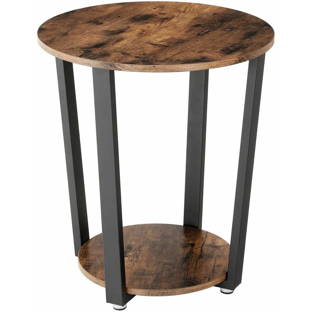 Farmhouse Rustic Round Side Table Nightstand End Table-0