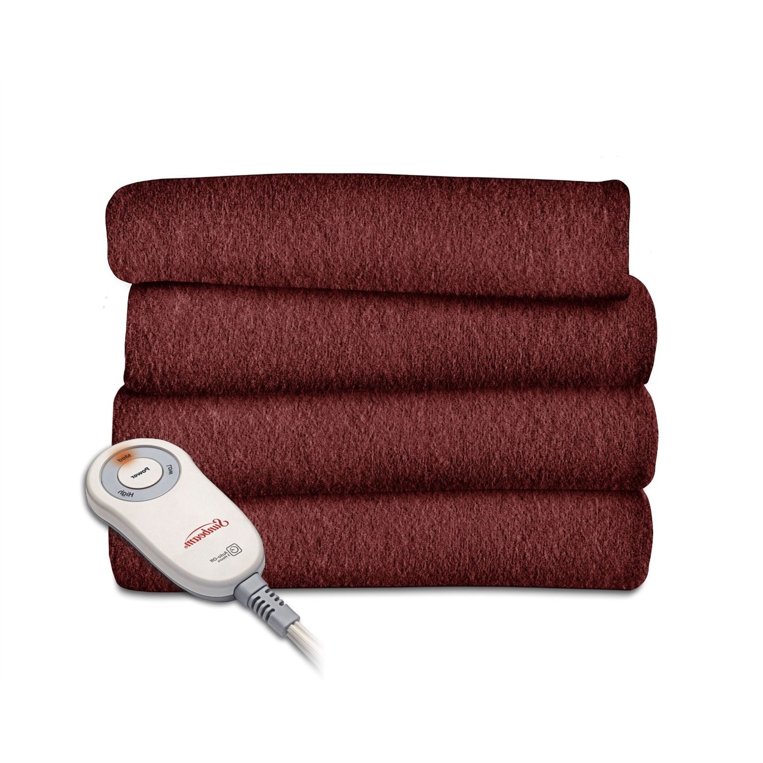 Garnet Red Soft Warm Fleece Electric Heated Throw Blanket-0