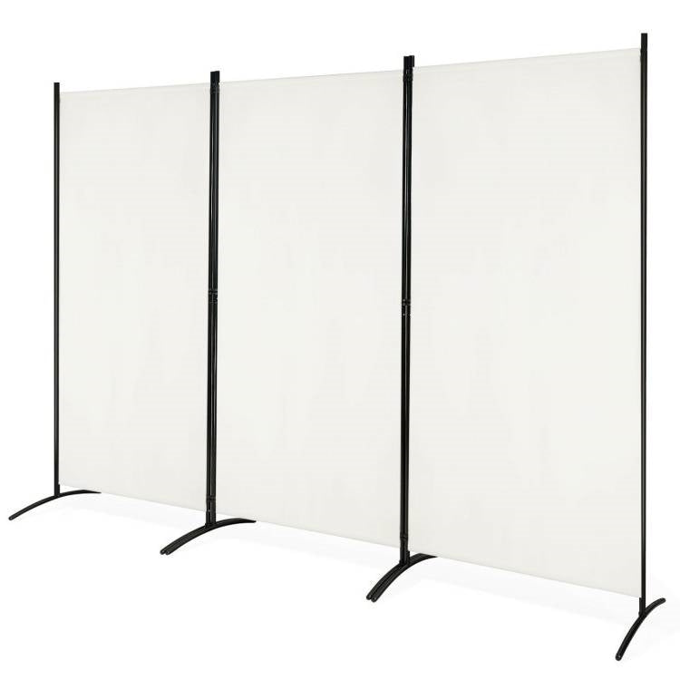 6-Ft White 3-Panel Room Divider Screen with Steel Base and Heavy Duty Hinges-1