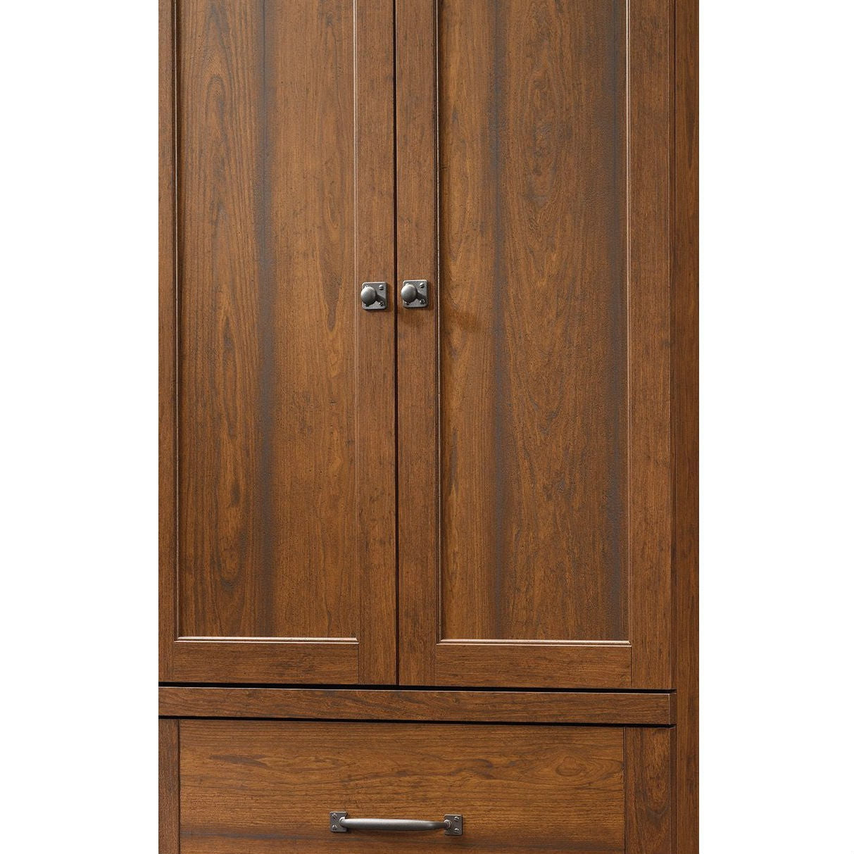 Bedroom Wardrobe Cabinet Storage Armoire in Medium Brown Cherry Wood Finish-1