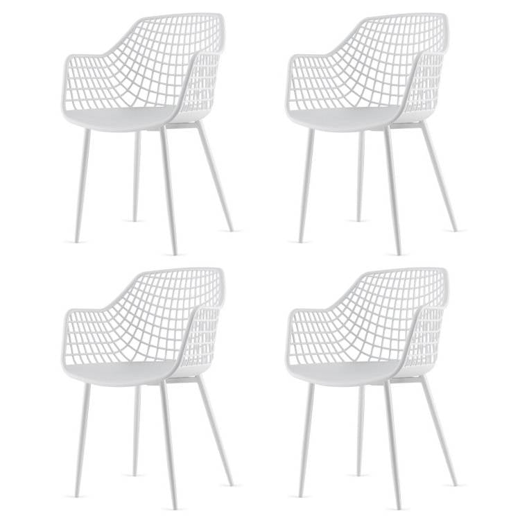 Set of 4 Modern Mid-Century White Mesh Dining Chair with Ergonomic Backrest-0