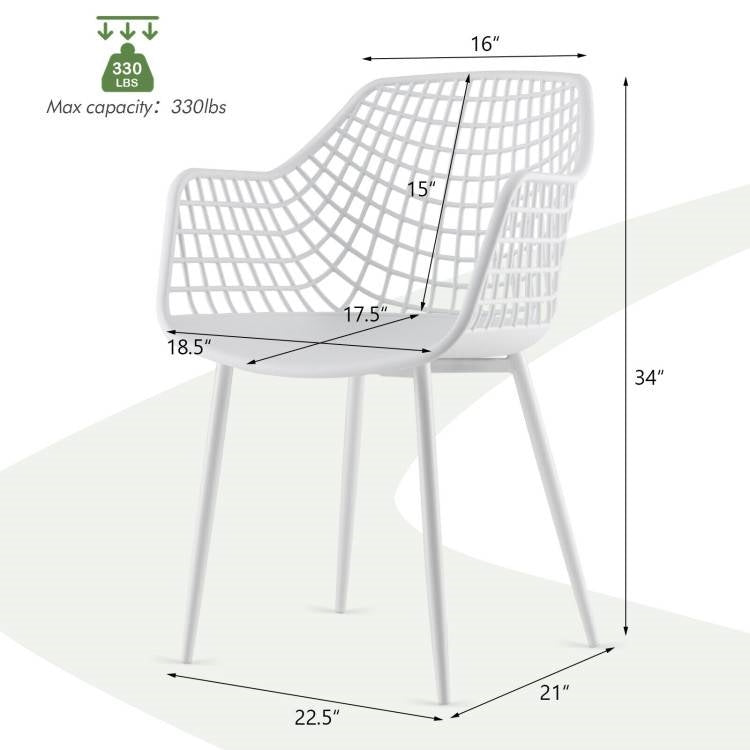 Set of 4 Modern Mid-Century White Mesh Dining Chair with Ergonomic Backrest-4